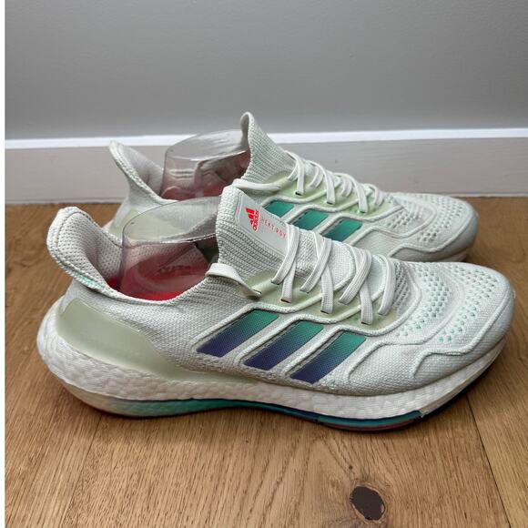 Adidas Women's Ultra Boost 22 Heat.RDY White Iridescent Running Athletic Sneaker - Picture 3 of 11